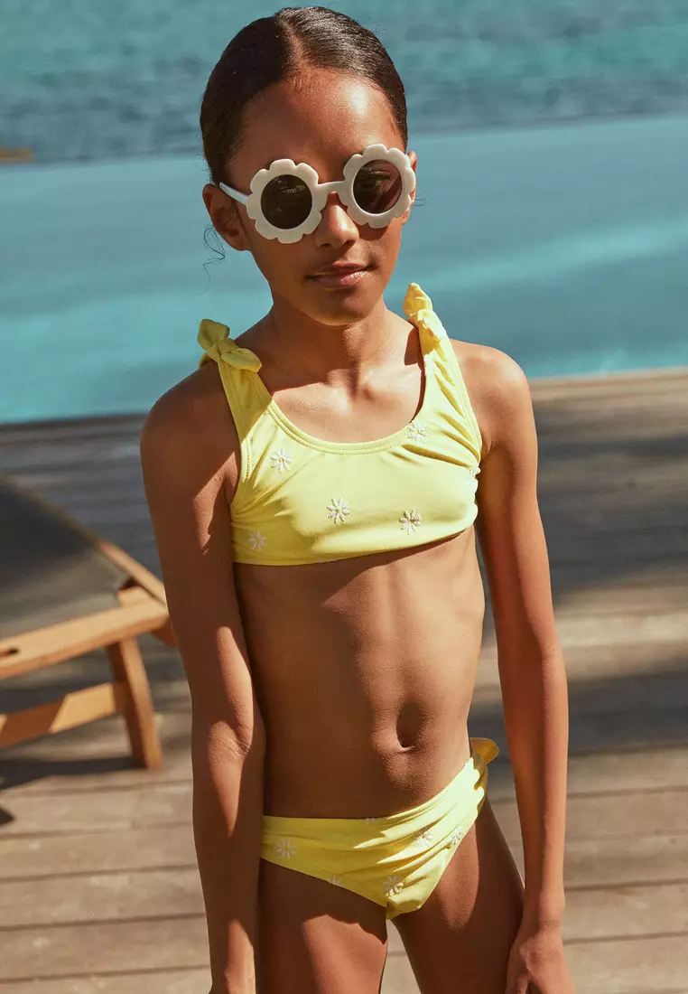 Yellow 2 piece swimsuit on sale