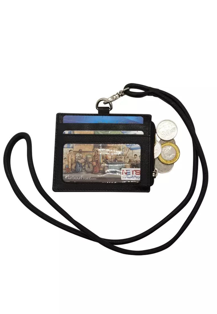 Oxhide Leather Lanyard / ID card holder - JG4164LS -BLK