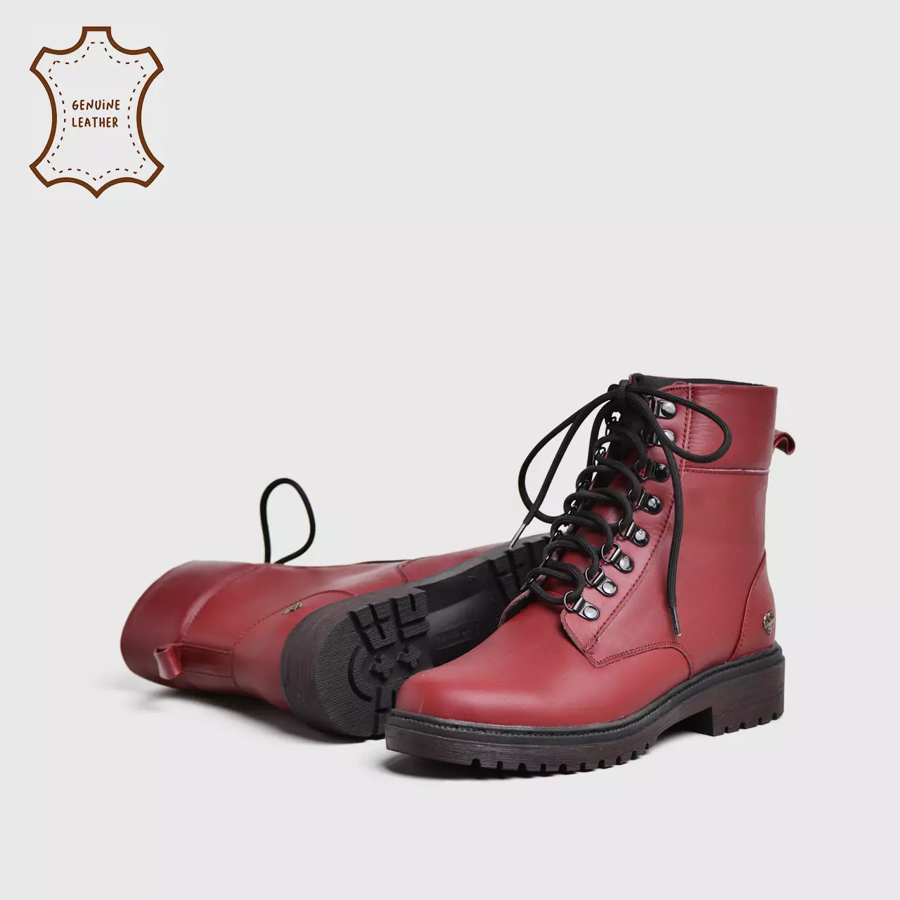 Wickle Boots Genuine Leather Maroon