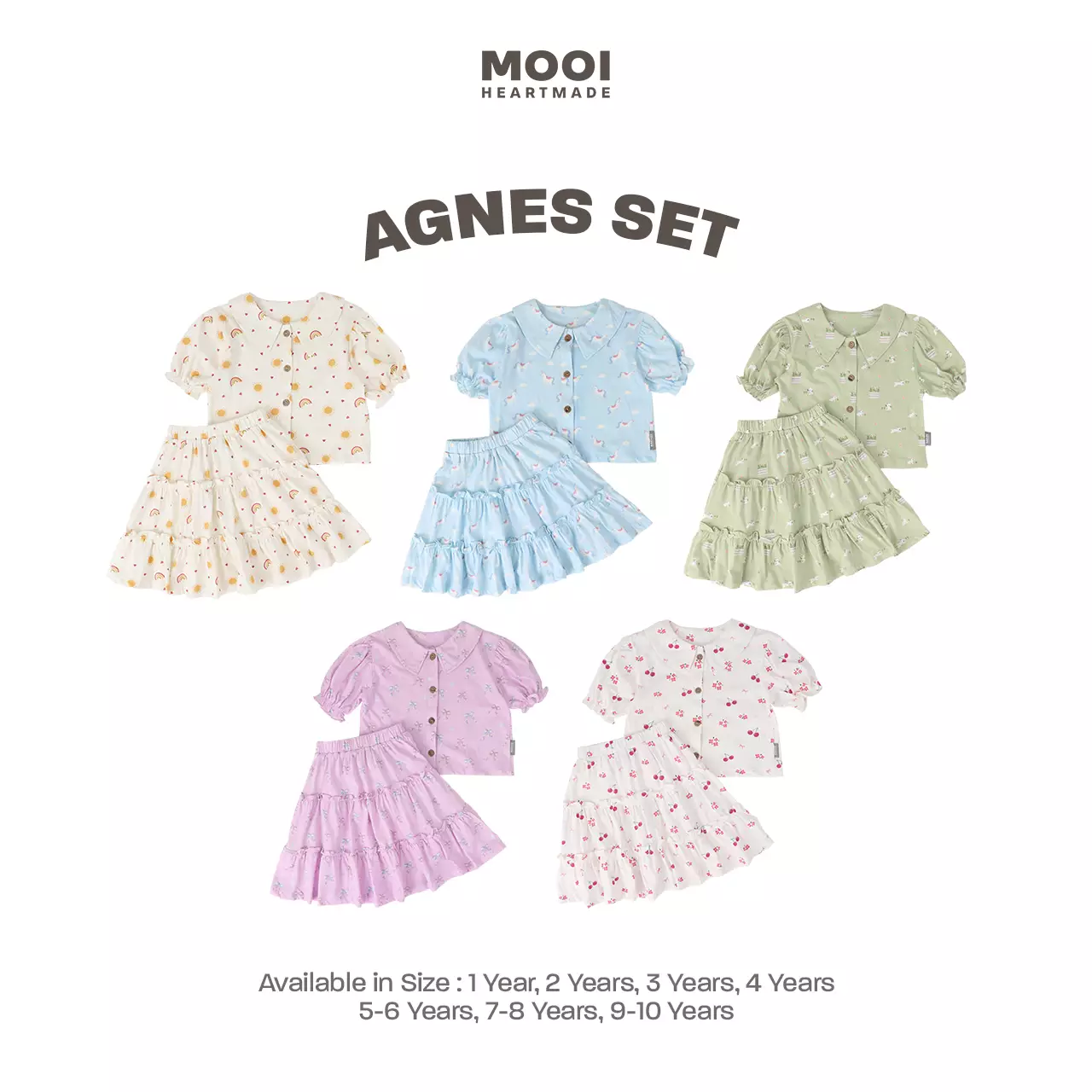 Mooi Setelan Anak Perempuan Agnes Set - Off White