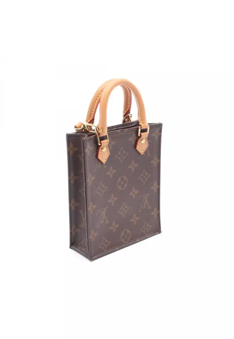 Pre-Loved Louis Vuitton Petite Sac Plat monogram Handbag PVC leather Brown 2WAY