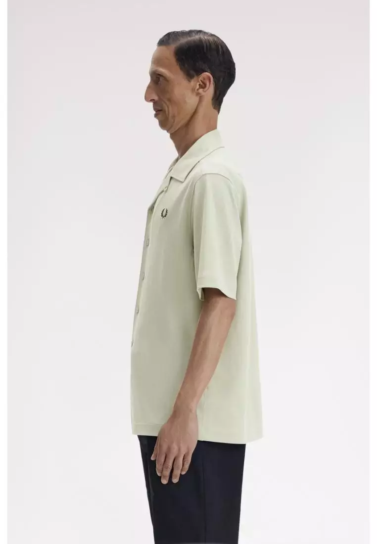 Fred Perry M1745 Compress Mesh Revere Collar Shirt (Seagrass)