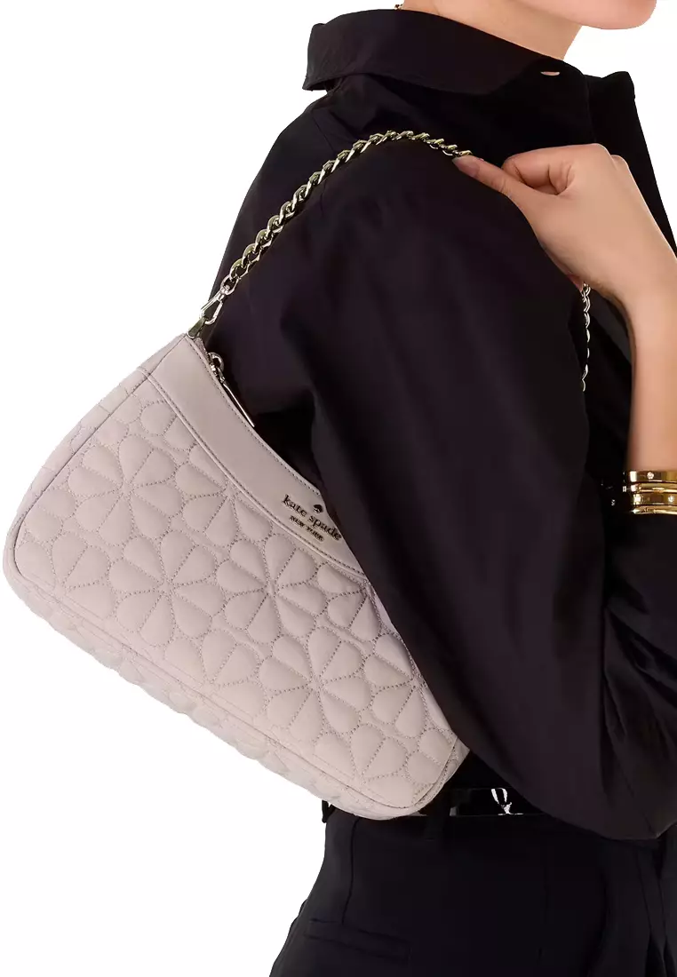 Spade Flower Quilted Fabric Convertible Crossbody Bag in Cozy Grey KK077