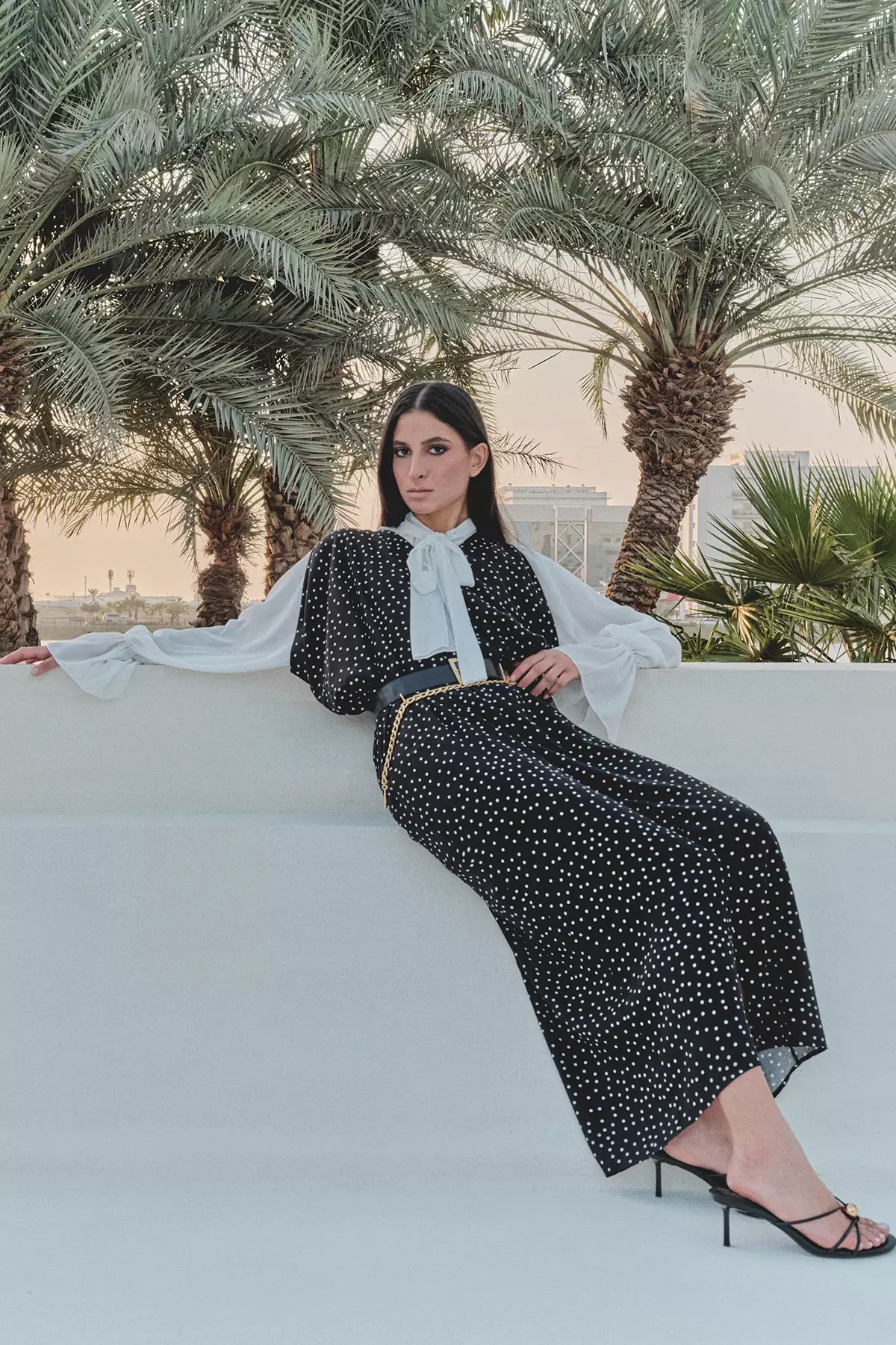 Nasiba Hafiz X Trendyol Collection Black Viscose Fabric Polka Dot Pattern Woven Dress Tctss26Kf00004