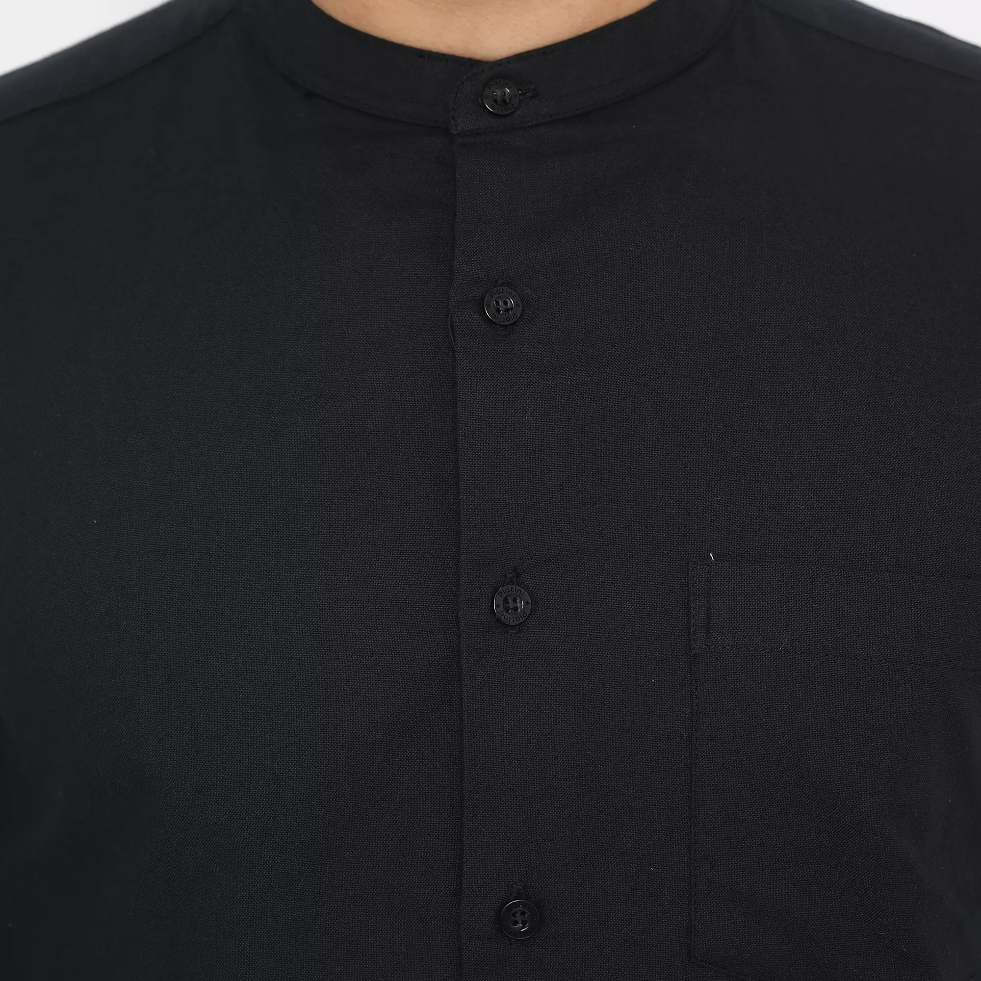 Platini Kemeja Pria Koko Shanghai Lengan Panjang Katun Oxford Hitam 22030