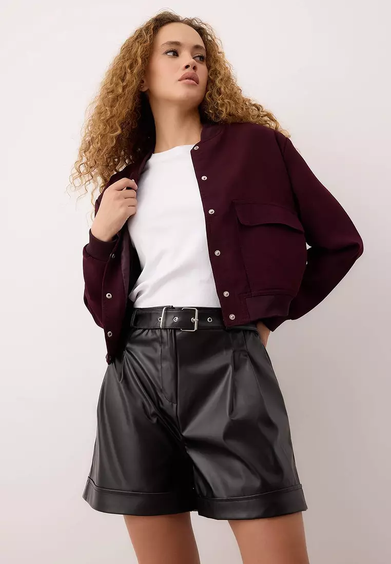 Black Belted Leather Shorts & Bermuda