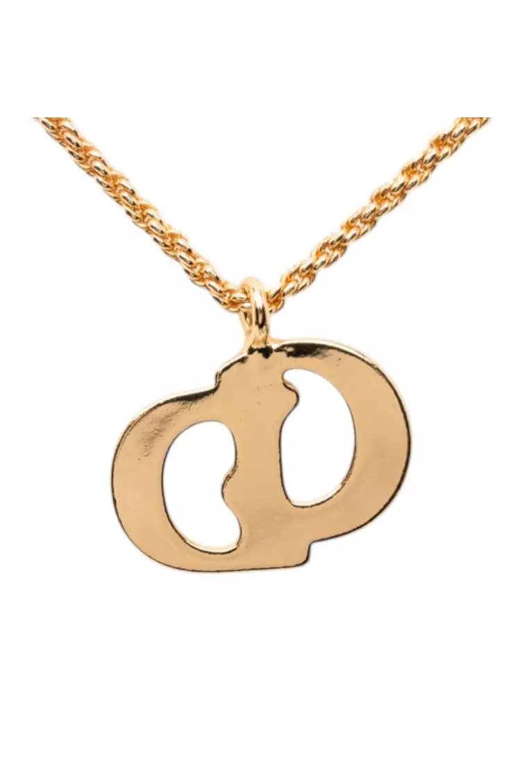 Pre-Loved Dior Gold Plated Cd Logo Pendant Necklace