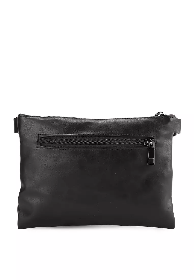 Distressed Leather Hand Strap Clutch Bag