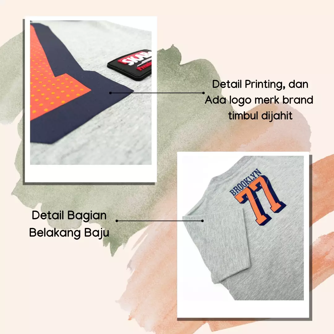 Wakakids Baju Anak Laki Laki Atasan Kaos Usia 4 Tahun Hingga 14 Tahun Motif Brooklyn 3893 Abu SPATS