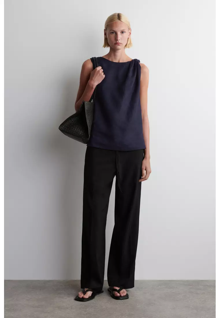 TWISTED-DETAIL LINEN TOP