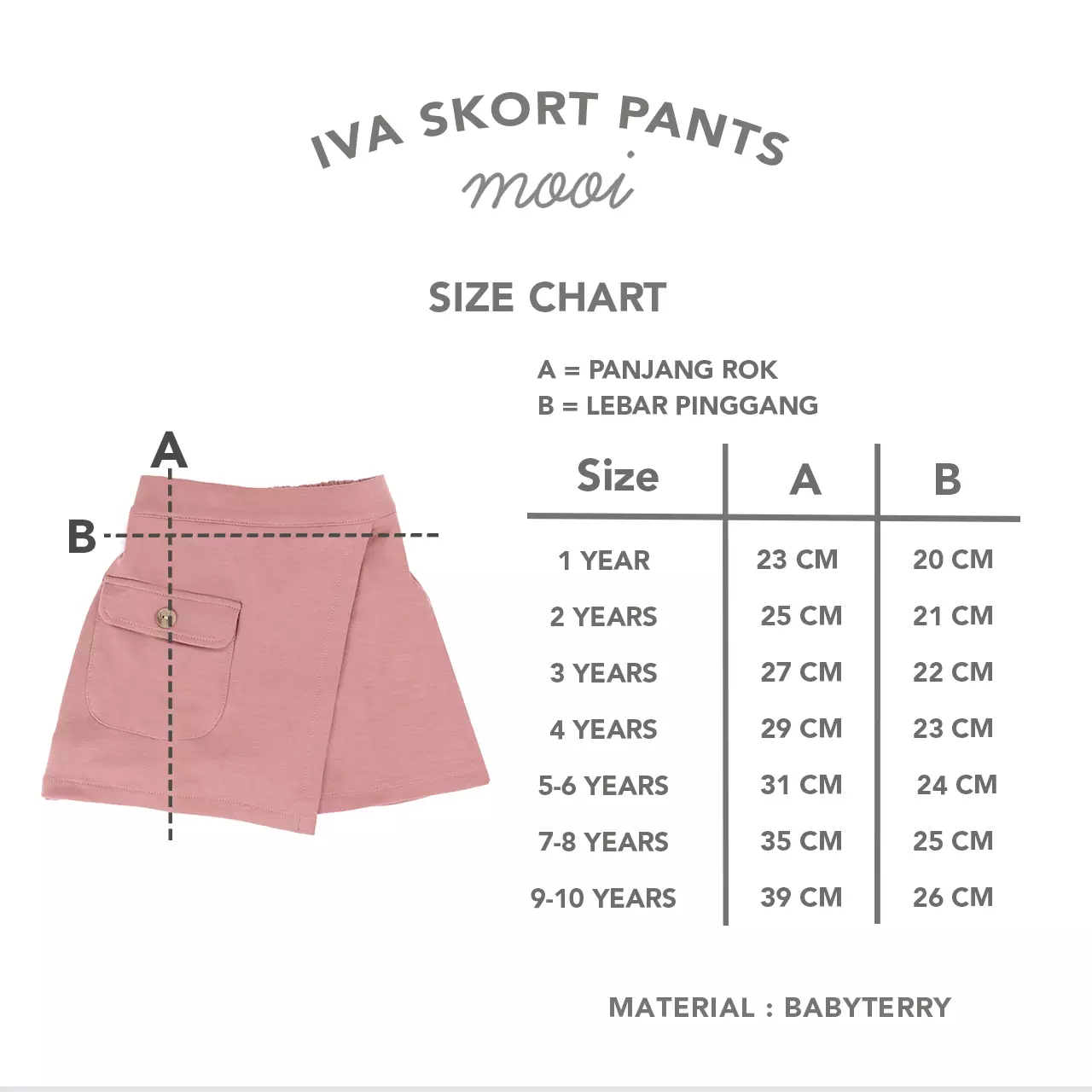 Mooi Rok Celana Skort Anak Perempuan Iva Skort Pants - Berry Red