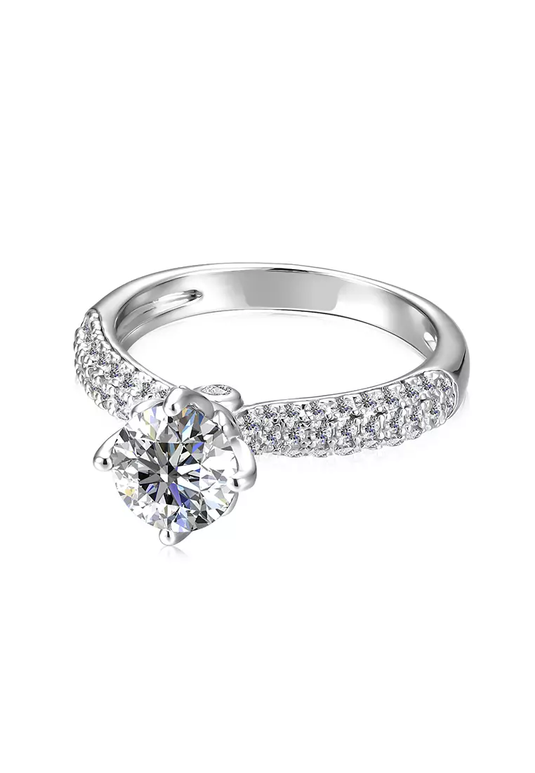 Berlian Moissanite Corinne Ring [GRA CERTIFICATE MOISSANITE DIAMOND] - Cincin Moissanite Diamond 1,2CT 925 Silver Celesta by Her Jewellery