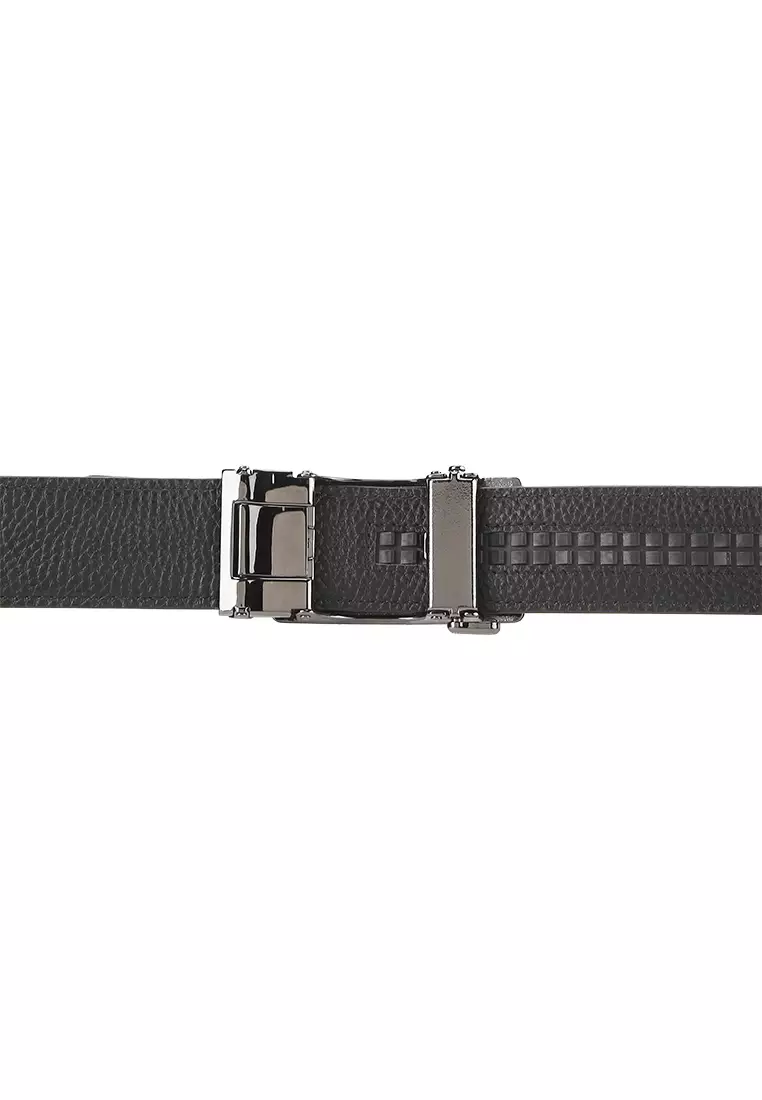 Cavalier Silver Plate Buckle Top Grain Leather Belt