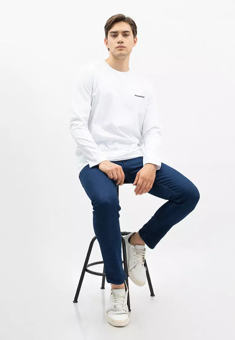 Houseofcuff Kaos Cotton Combed Lengan Panjang Pria Putih