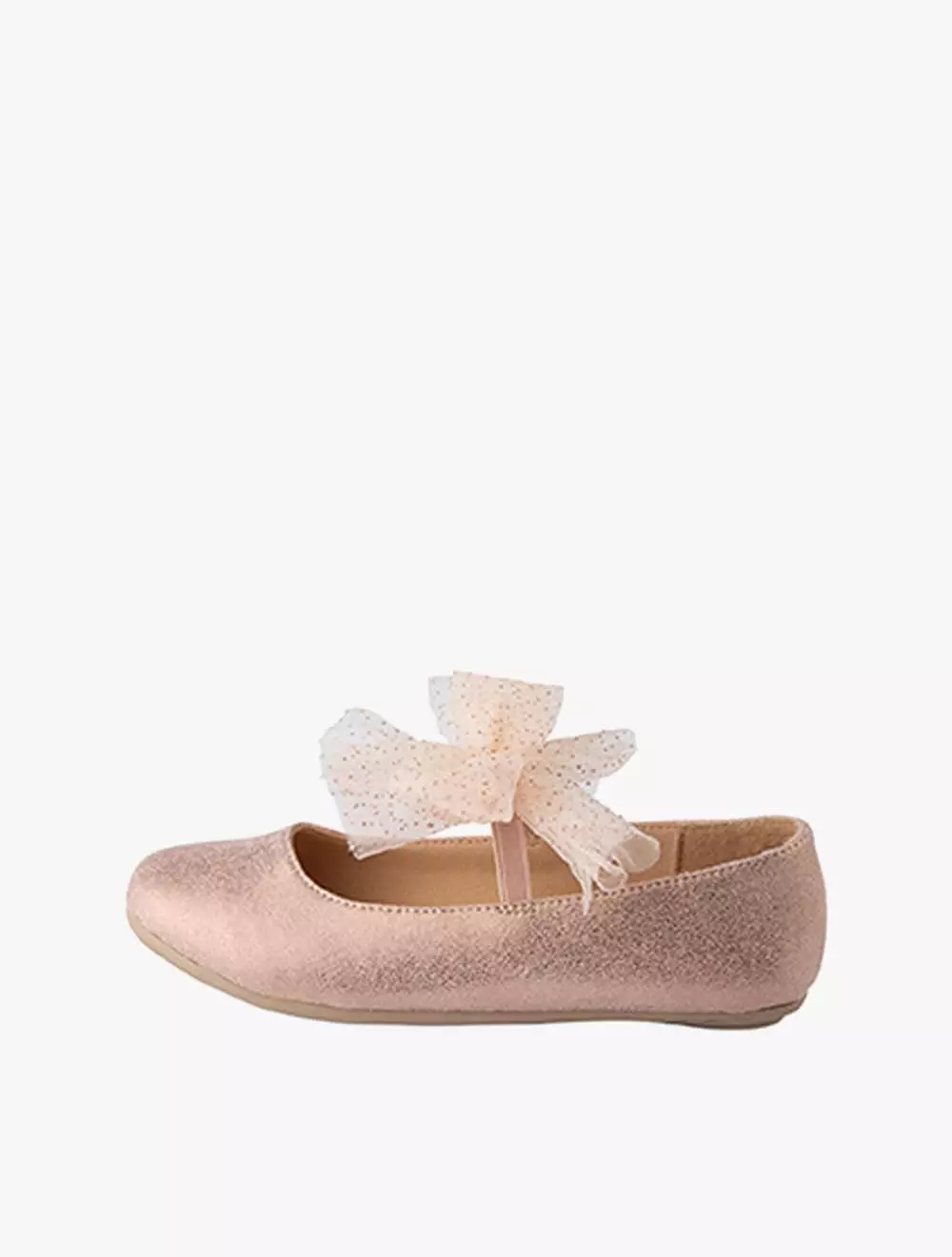 Payless Fiona Girl Cairo Glitter Bow Youth Flats - Rose Gold_07