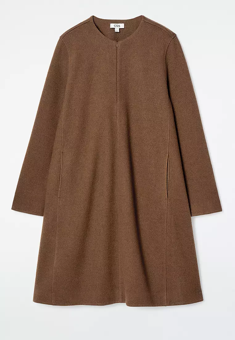 A-Line Boiled-Wool Mini Dress