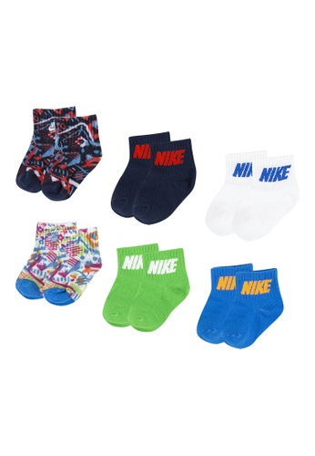 Nike blue Nike Unisex Infant's 6 Pack Quarter Socks (12 - 24 Months) - Midnight Navy E1184KAAFA1CB1GS_1