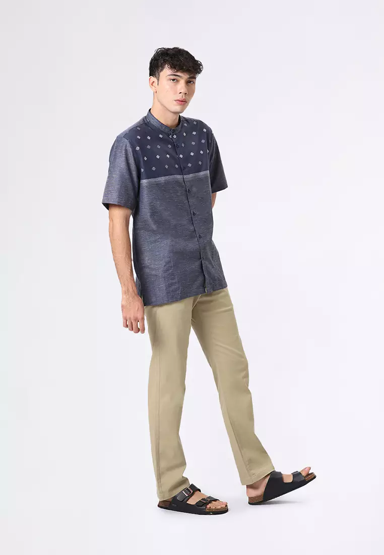 Kemeja Koko Pria Lengan Pendek Baju Muslim Pria ZAINI NAVY