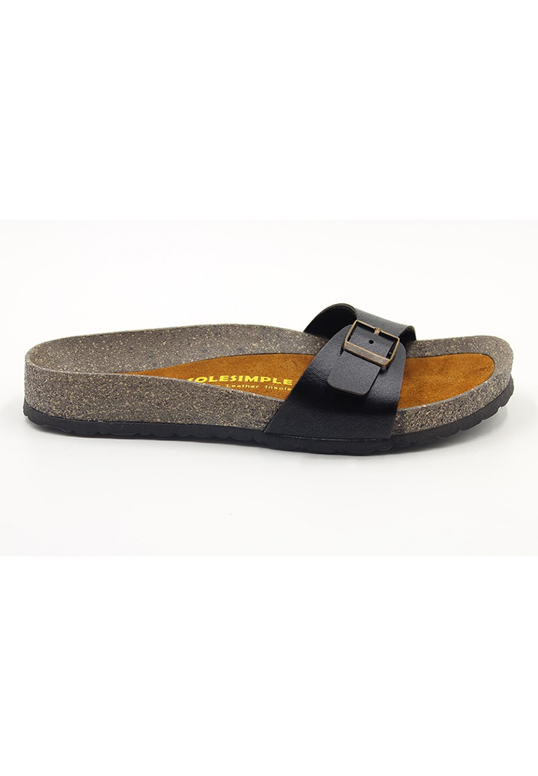 Lyon - Black Leather Sandals & Flip Flops & Slipper