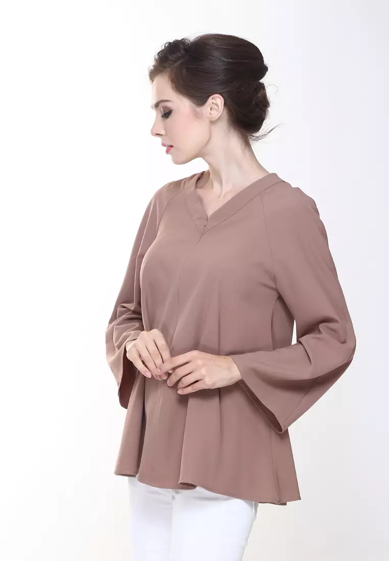 Vivi Top V-neck Loose style in Brown