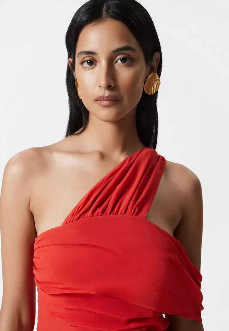 One-Shoulder Chiffon Maxi Dress