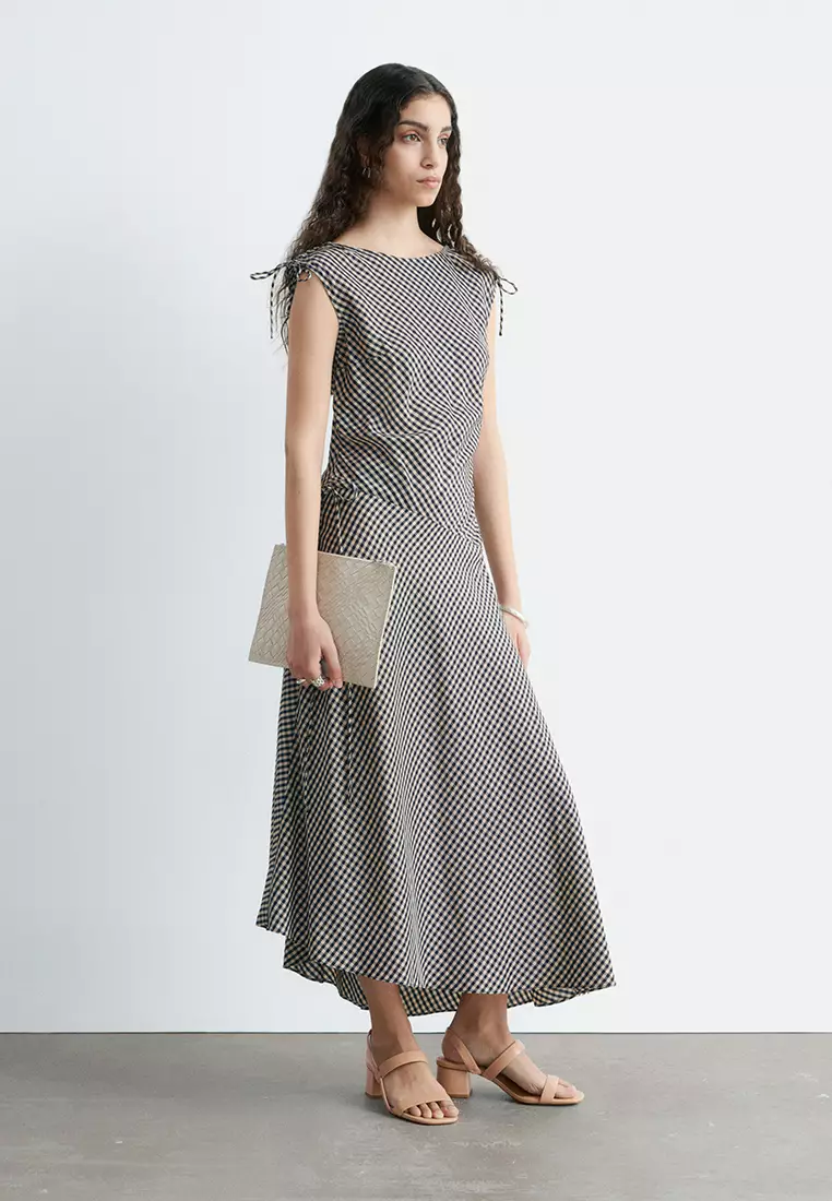 Asymmetric Draped Midi Dress