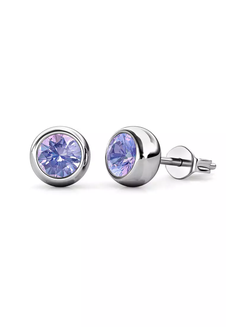 Birth Stone Moon Earring June Alexandrite WG - Anting Crystal Swarovski by Her Jewellery