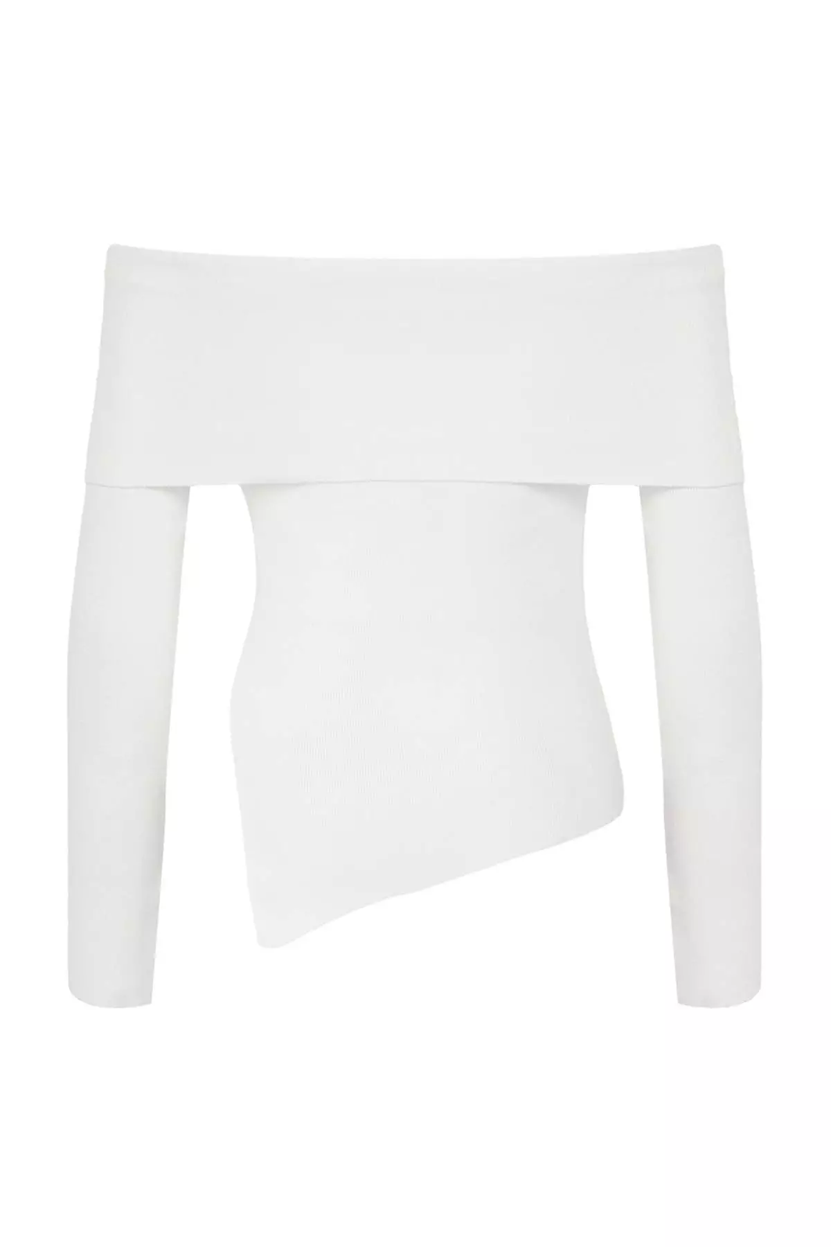 Ecru Premium Yarn/Special Yarn Carmen Collar Knitwear Sweater