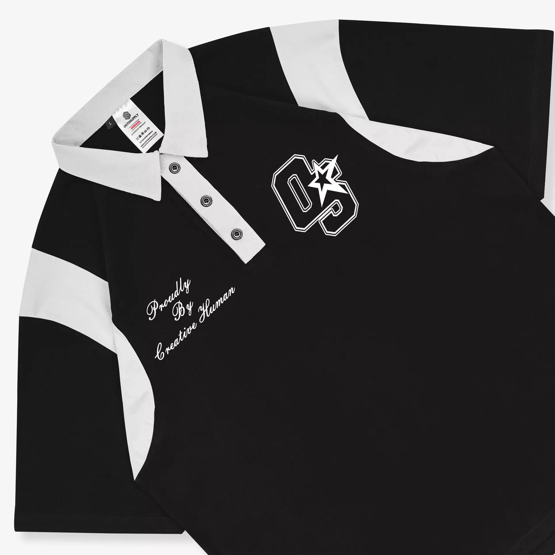 OOTDSUPPLY Oversize Rugby Polo Shirt OS Sign Combination | Kaos Polo Pria dan Wanita OVZ-PSR027