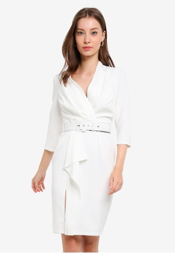 Buy Paper Dolls 3 4 Sleeve Bodycon Dress With Frill Zalora Hk