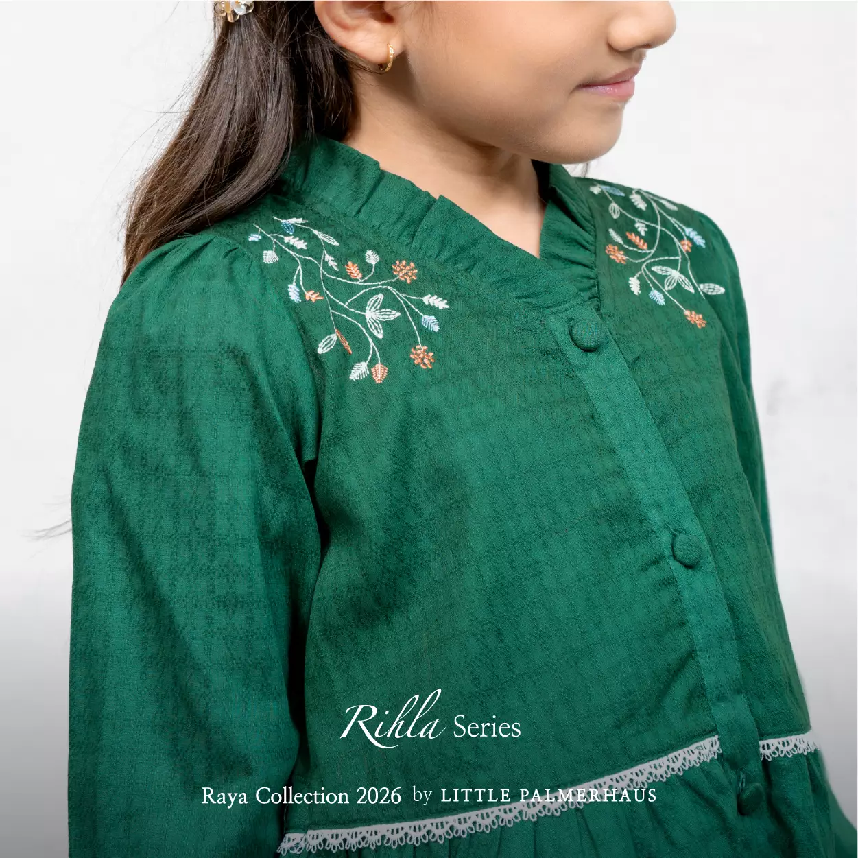 Little Palmerhaus - Baju Lebaran 2026 - Rihla Girl Attire Set (Setelan Baju Muslim Anak Perempuan) Green