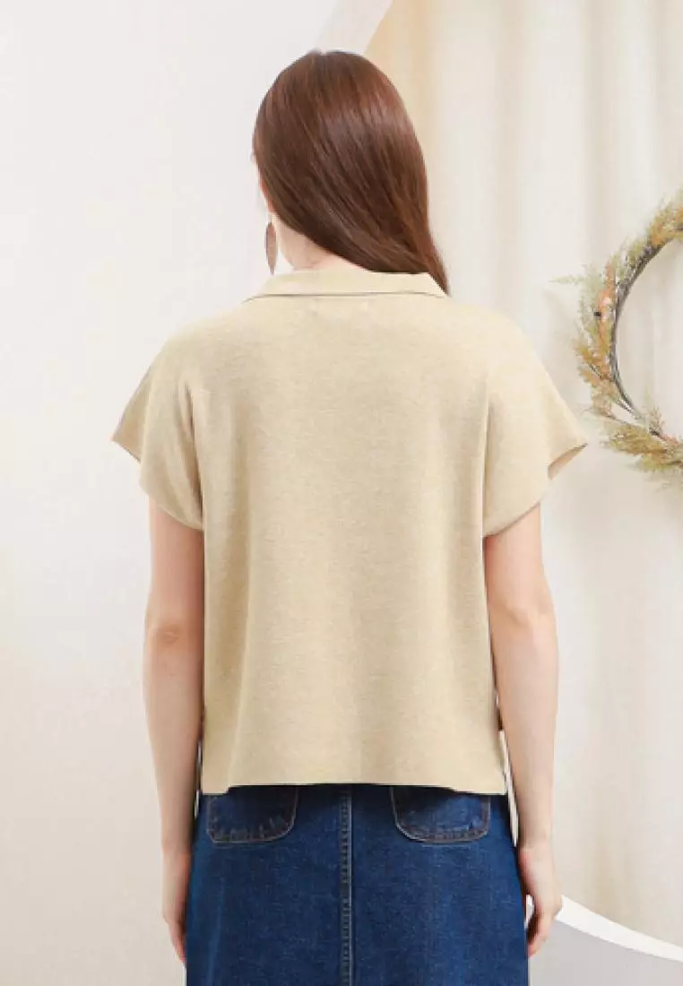 Briela Knit Blouse in Cream