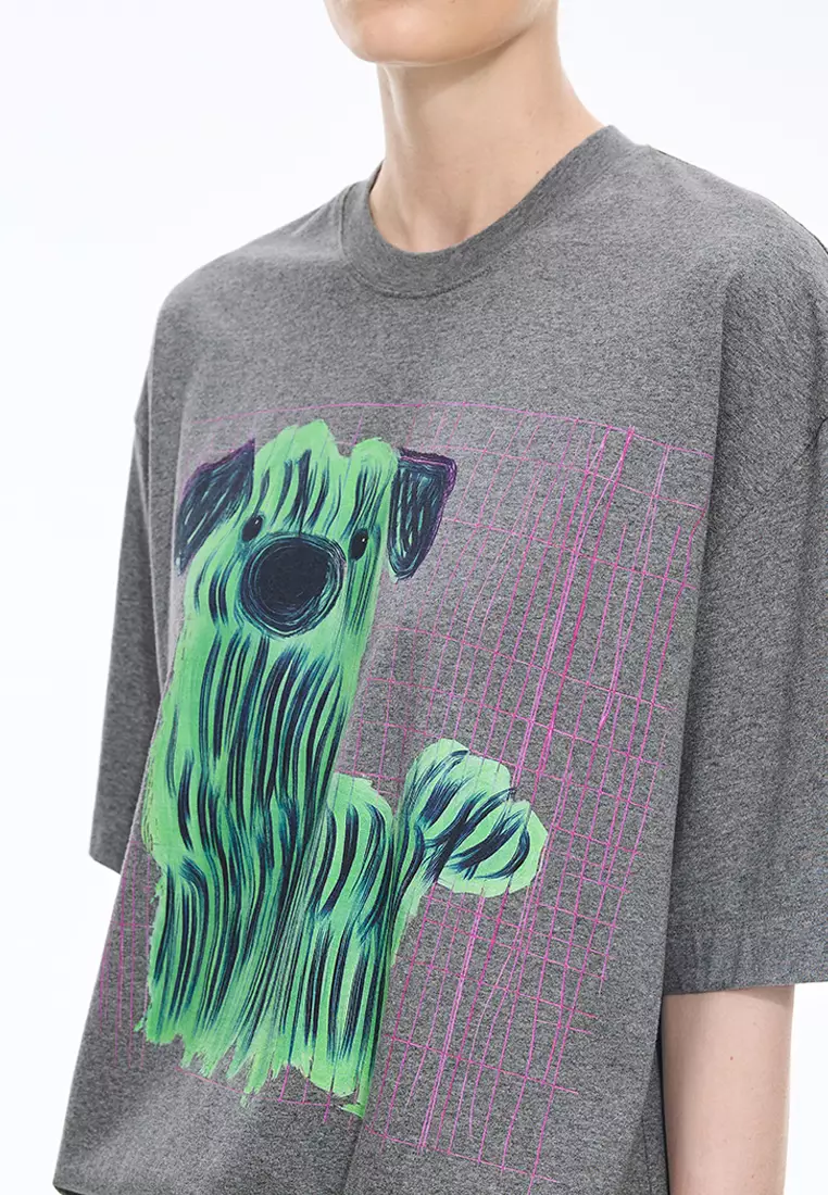 Cotton Animal Loose Short Sleeve T-shirt
