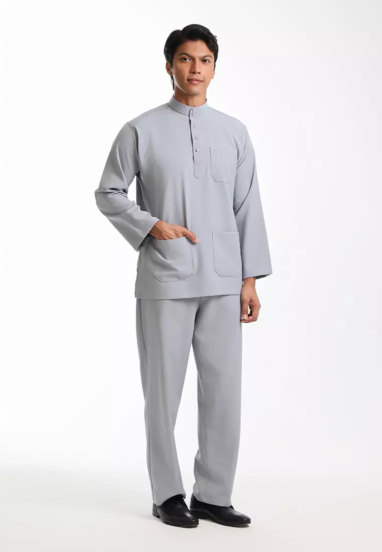 Alain Delon Baju Melayu Cekak Musang Dewasa - 19026001-92LightGrey