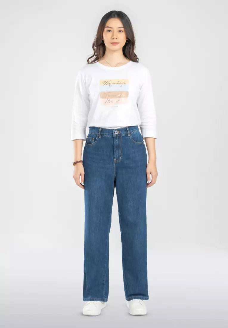 C2 Utopia Blue Straight Cut Jeans Wanita