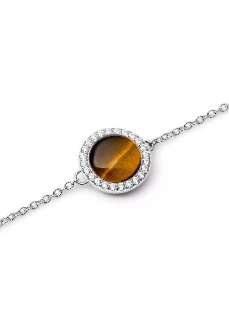 Audrey Bracelet Tiger Eye Silver - Unisex Bracelet for women and men stainless steel Bracelet DW Official Authentic Original
