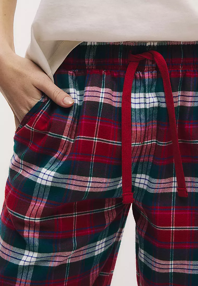 Women's Checked Family Christmas Pyjama Set With Eye Mask