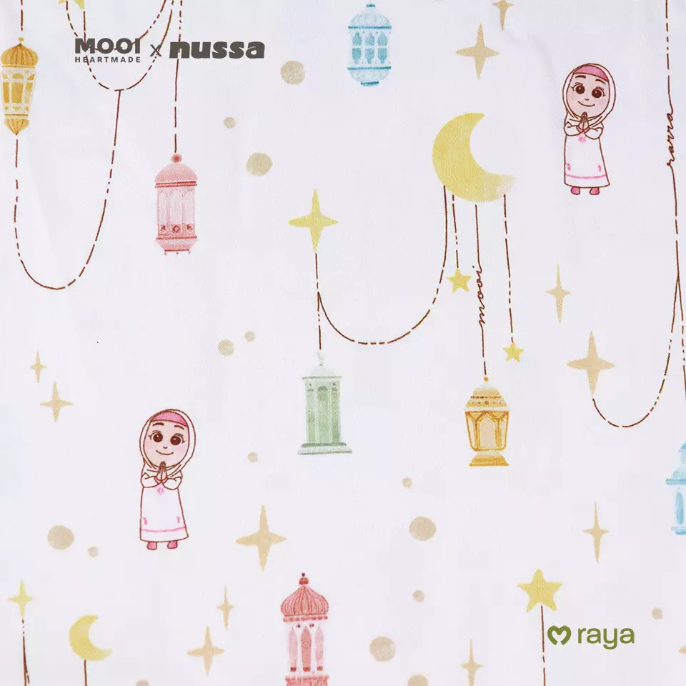 Mooi x Nussa Rarra Mukena Set Print Mukena Anak Perempuan Raya Collection - L