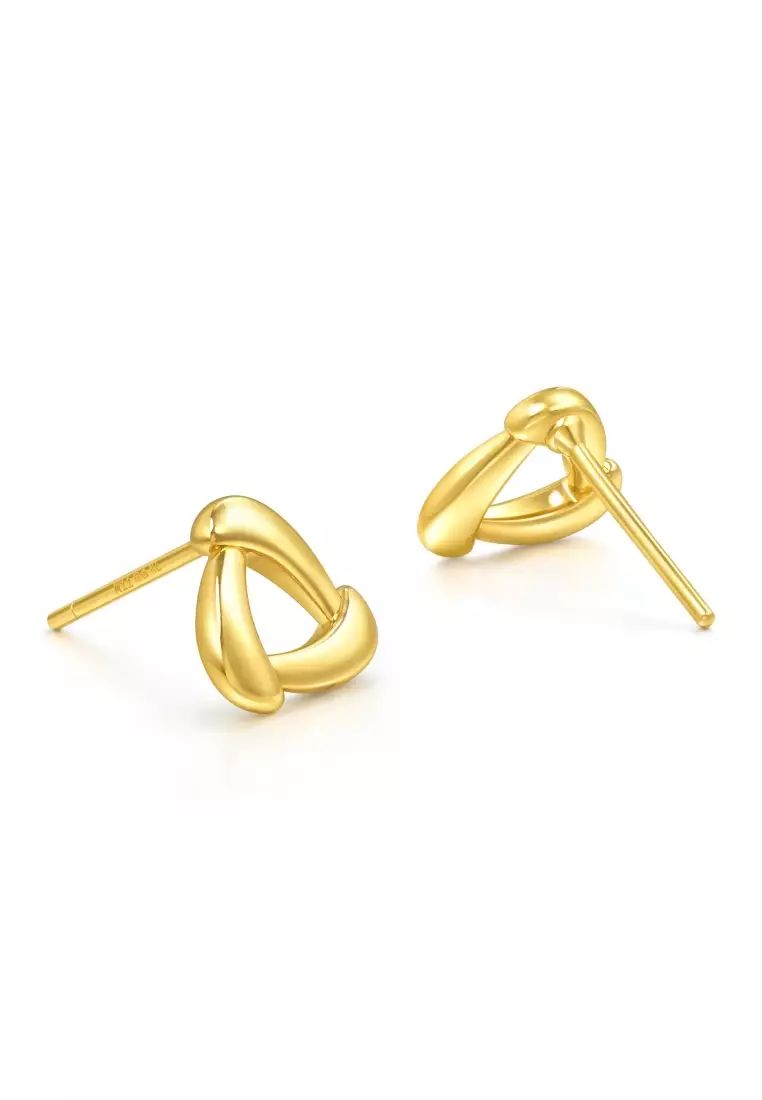 999 24K Solid Gold Dainty Stud Earrings for Women 94093E