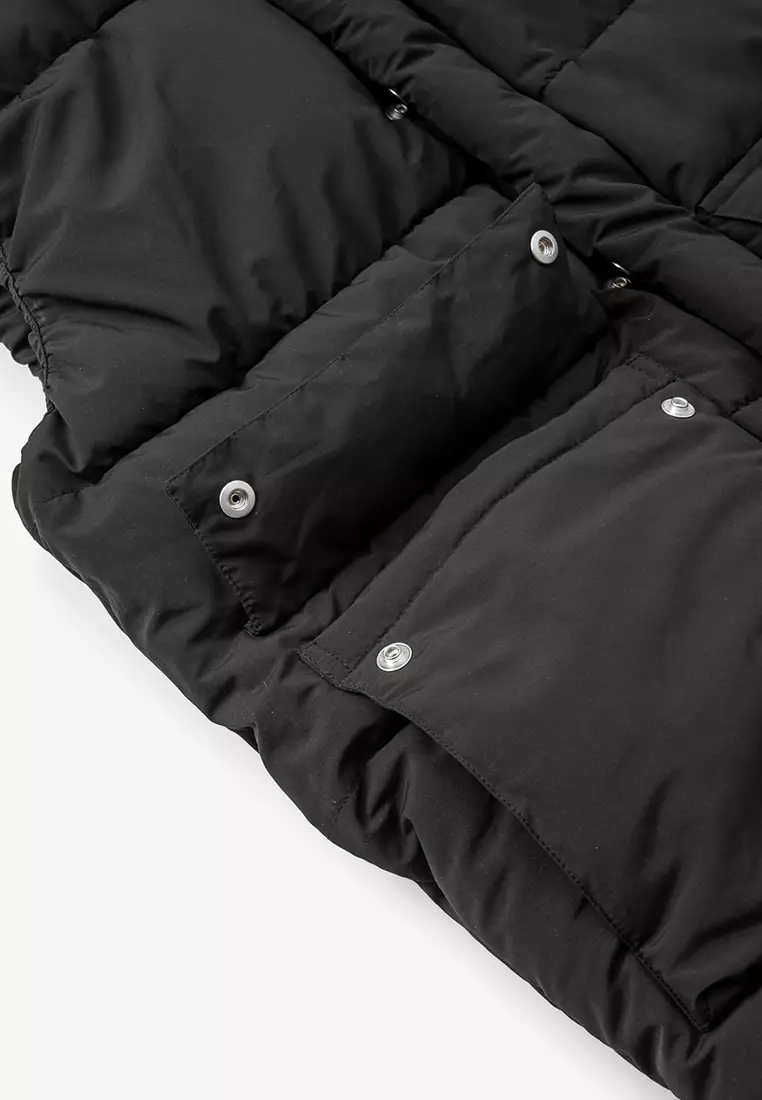 Puffer Vest with Hood and Pocket and Zipper Closure