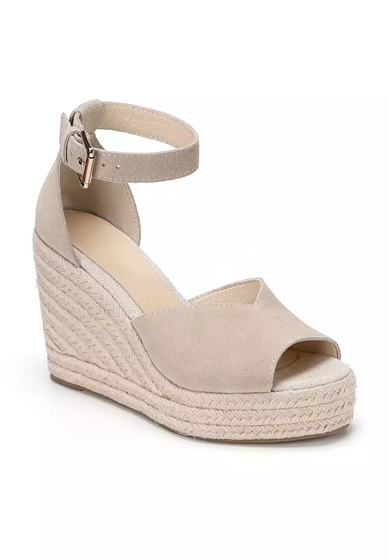11CM Buckle Strap Suede Wedge Espadrilles HB0406121