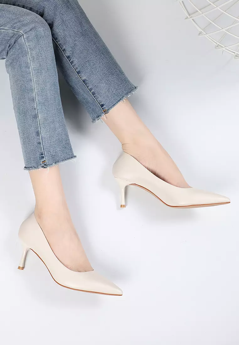 6.5CM Microfiber Leather Pointy Pumps 2065-2