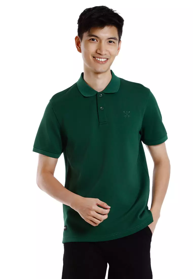 Forest Mens Stretchable Cotton Slim Fit Polo Tee - 23961-40DarkGreen