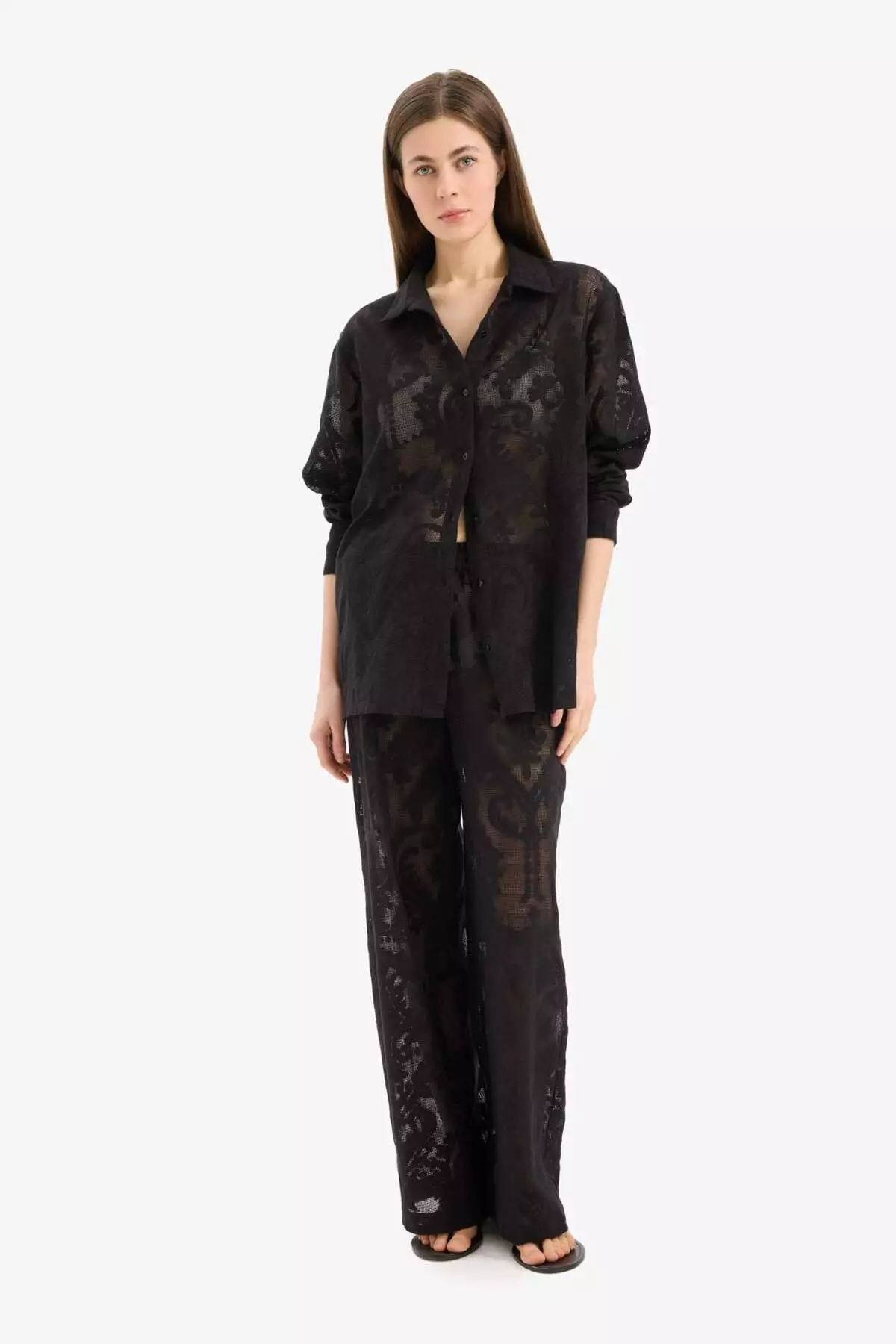 Lace Flexible Waist White Beach Pants-Fall in Love D9767Ax25Sm