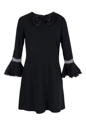 SAINT LAURENT black Saint Laurent Babydoll Bow Jumper Dress in Black E90DCAA3ECC258GS_1