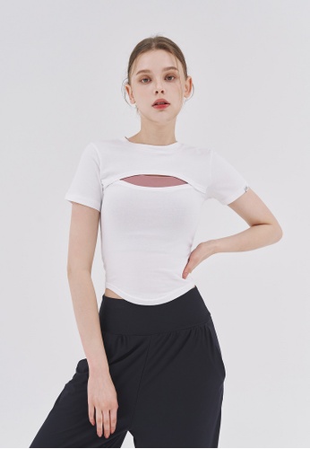 SKULLPIG white Front Slit Crop T-shirt (White) Quick-drying Running Fitness Yoga Hiking 078CDAA4AD9AC3GS_1