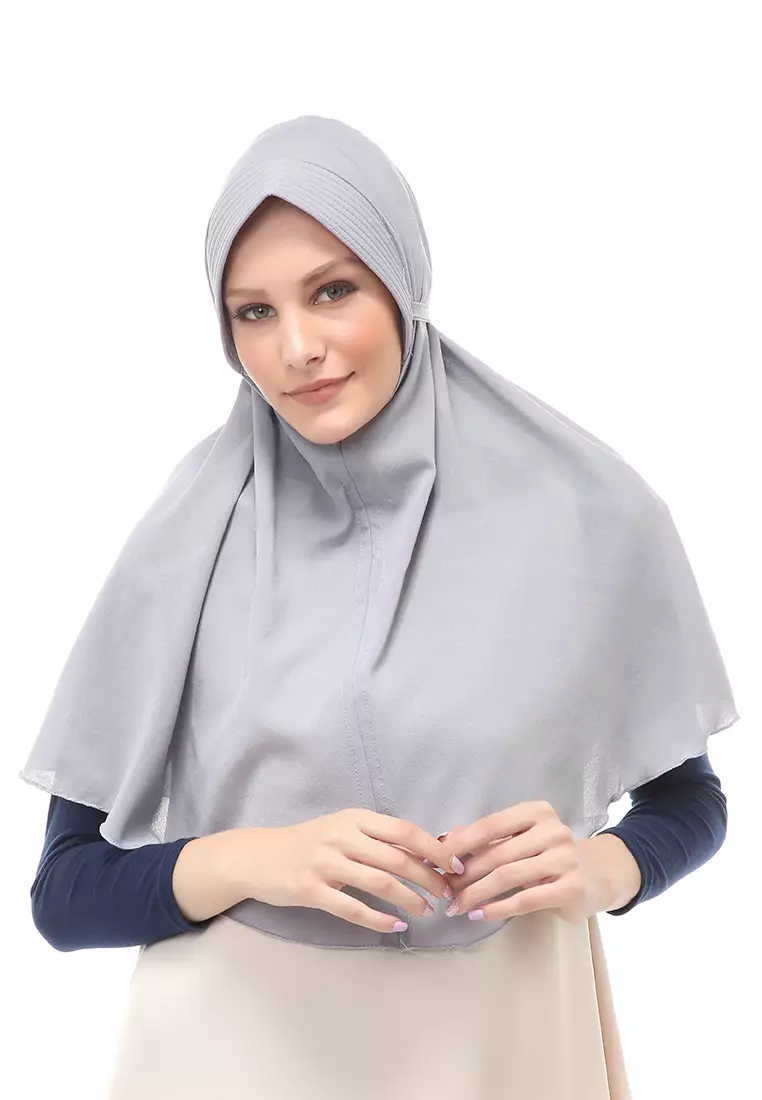 Anisa Jilbab Khimar Muslimah Polos Tali Berbo Regular Fit - Abu