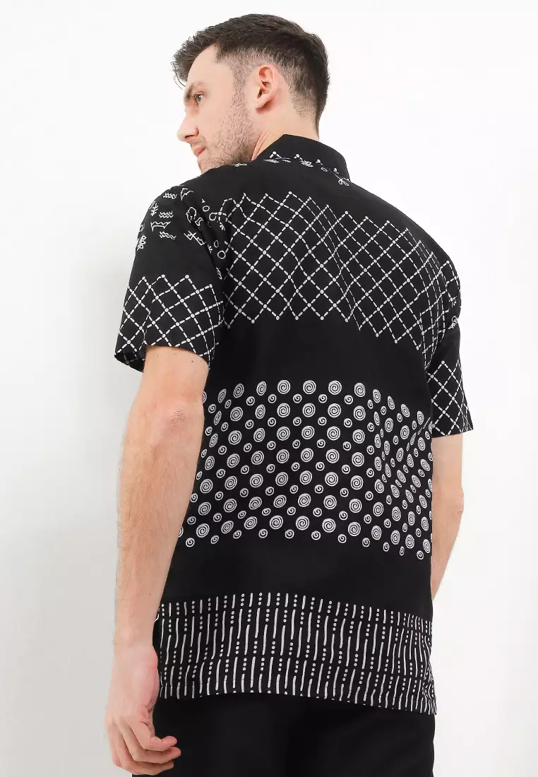 Jaring Kemeja Batik Exclusive Premium Pria Casual Modern Lengan Pendek