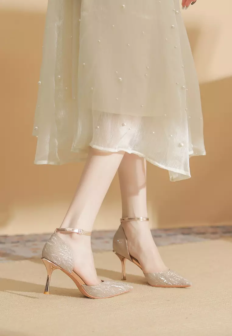 8CM Pointed Ankle Strap High Heel IF82317