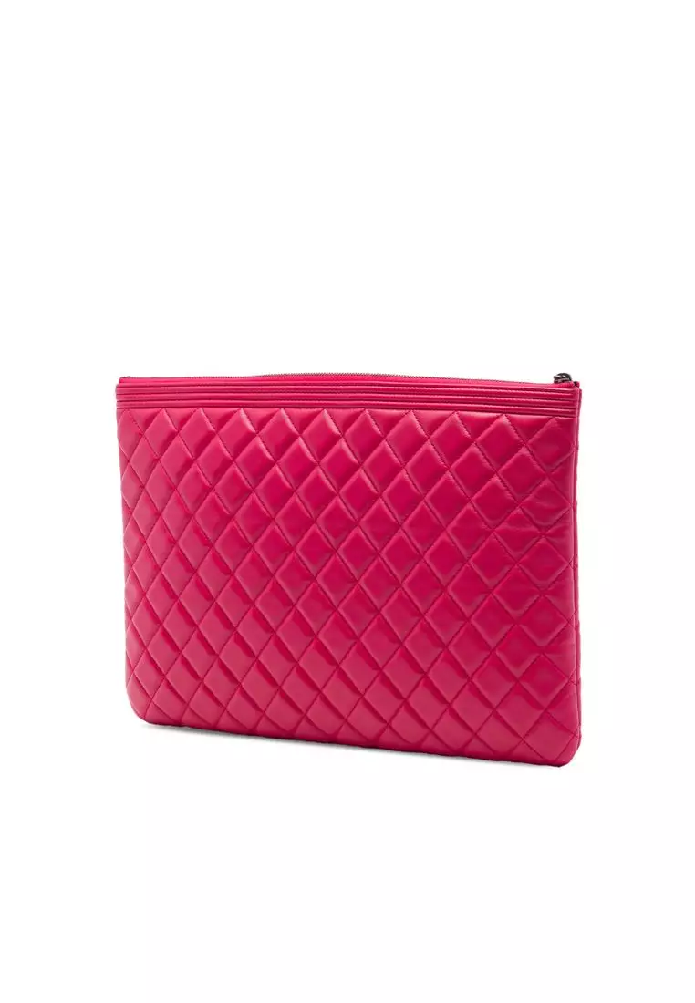 Pre-Loved Chanel Large Quilted Calfskin Chain Boy O Case Clutch